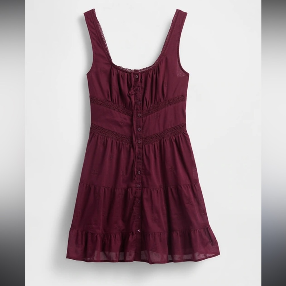 Gap Lace Trim Tiered Mini Dress Size Small NWT